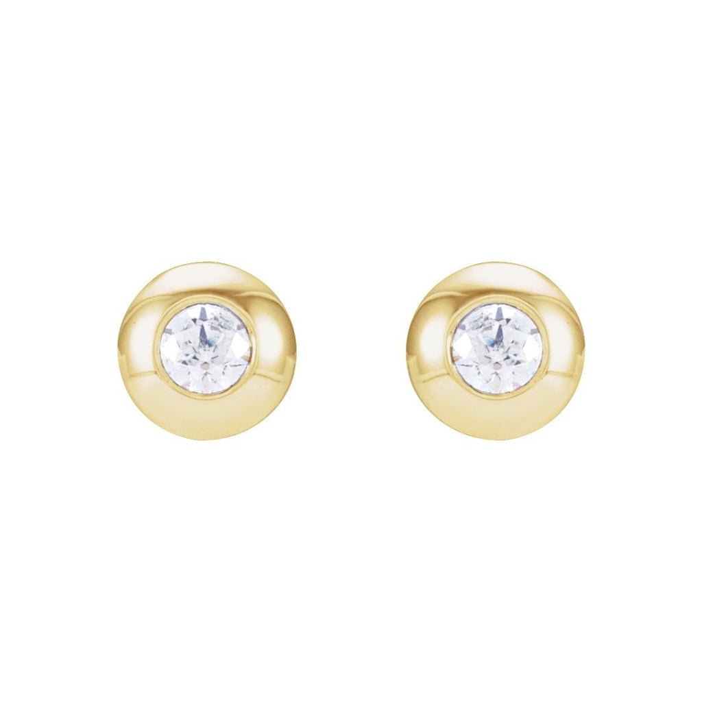14K Yellow Gold .06 CTW Natural Diamond Domed Bezel-Set Earrings