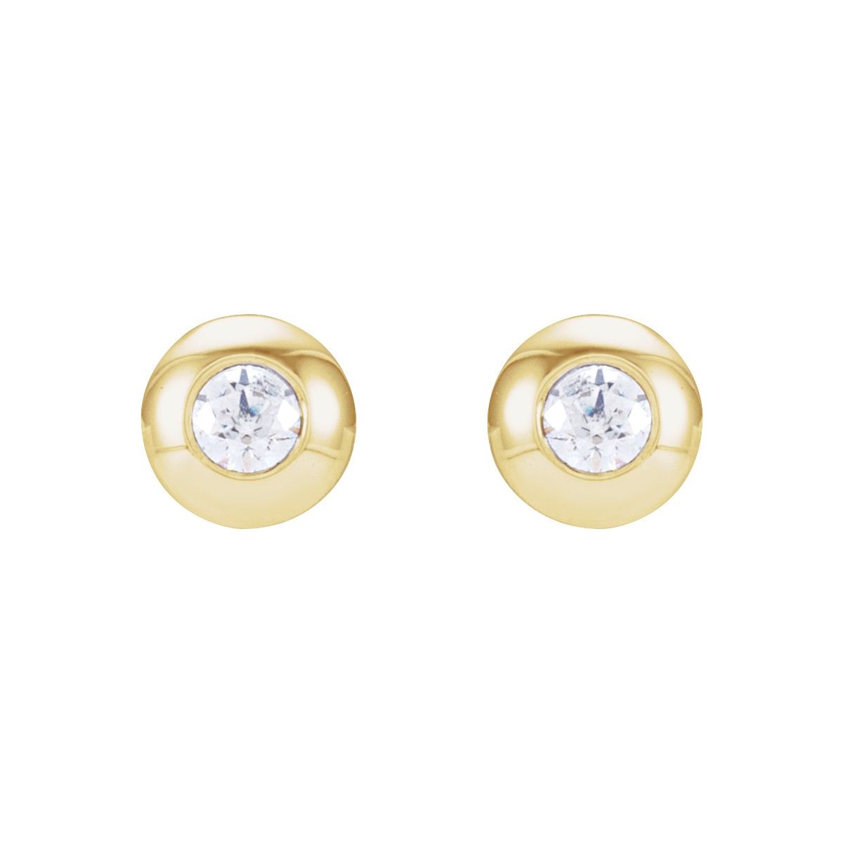 14K Yellow Gold .06 CTW Natural Diamond Domed Bezel-Set Earrings