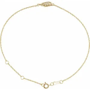 14K Yellow Gold .015 CTW Natural Diamond Angel Wing 6 1/2-7 1/2" Bracelet