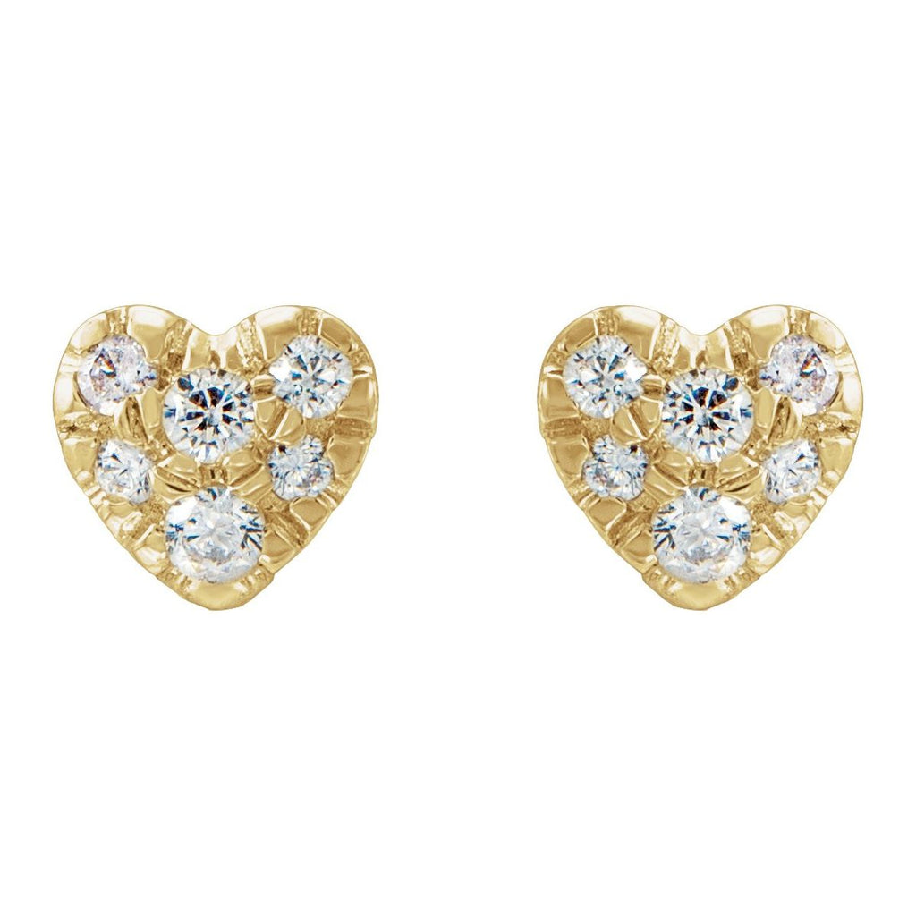 14K Yellow Gold 1/10 CTW Natural Diamond Heart Earrings