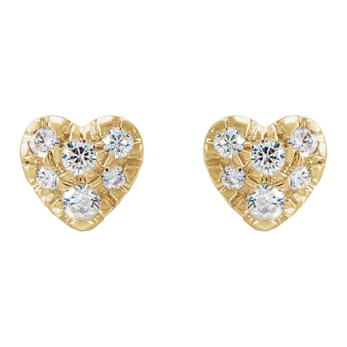 14K Yellow Gold 1/10 CTW Natural Diamond Heart Earrings