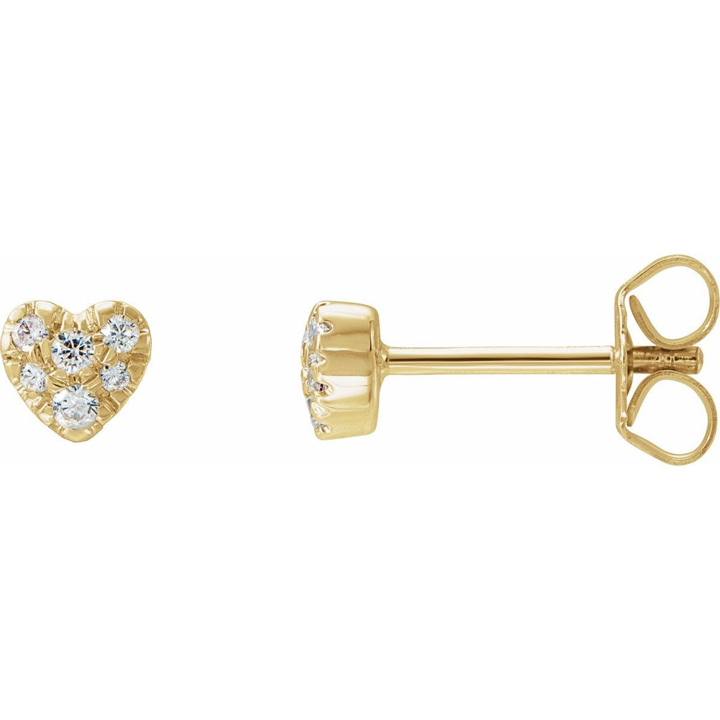 14K Yellow Gold 1/10 CTW Natural Diamond Heart Earrings