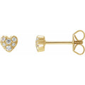 14K Yellow Gold 1/10 CTW Natural Diamond Heart Earrings