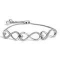 Sterling Silver 1/3 Cttw Diamond Infinity Heart Link Adjustable Bolo Bracelet
