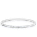 Simple Rhodium Plated Finish Crystal Bangle