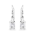 .925 Sterling Silver 3.0 Cttw Emerald Cut White Topaz Solitaire Dangle Earring - AAA Quality