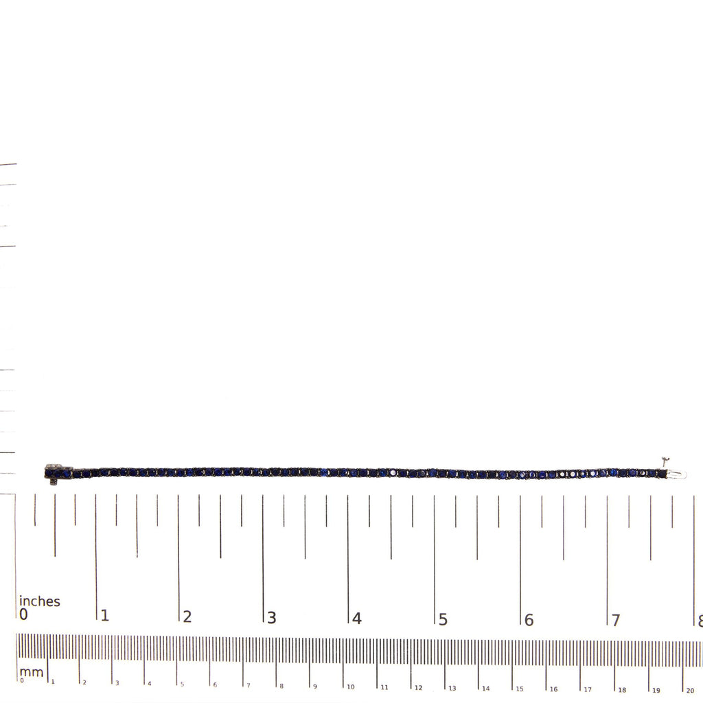 .925 Sterling Silver 5 3/4 Cttw Round Created Blue Sapphire Tennis Bracelet - 7.25" Inches