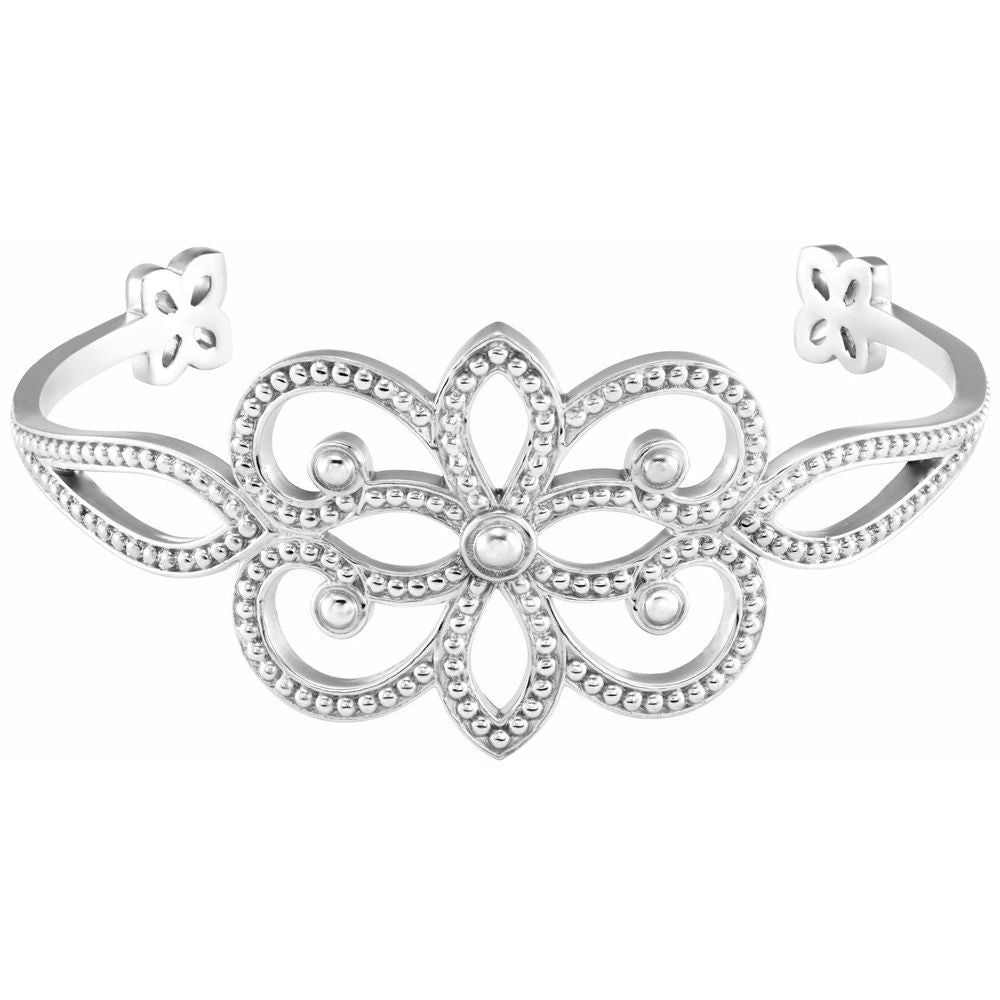 Sterling Silver Granulated Cuff 6 1/2" Bracelet