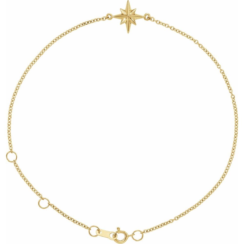 14K Yellow Gold Star 6 1/2-7 1/2" Bracelet