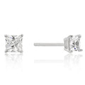 4mm New Sterling Princess Cut Cubic Zirconia Studs Silver