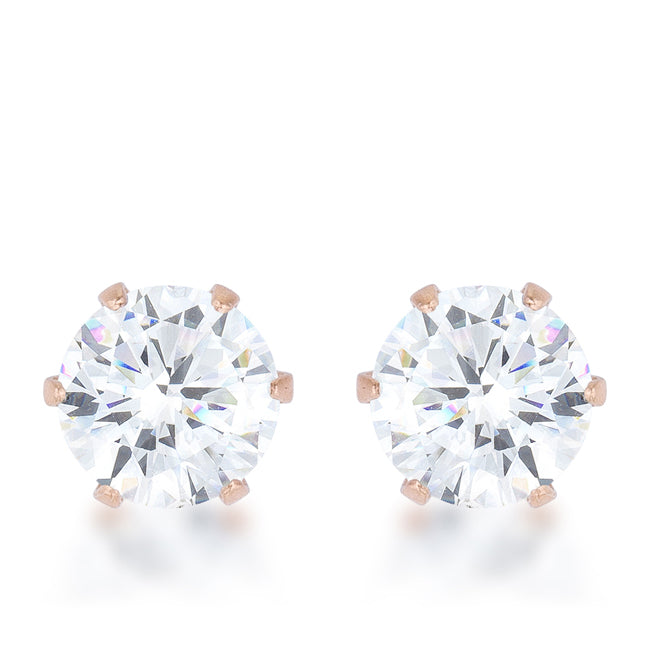 Reign 3.4ct CZ Rose Gold Stainless Steel Stud Earrings