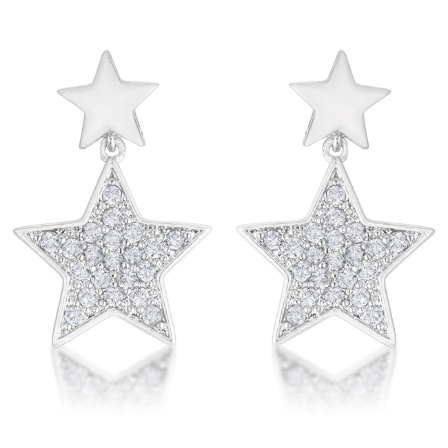 Bianca 0.5ct CZ Rhodium Star Drop Earrings