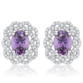 Amethyst Oval Stud Earrings
