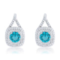 Christal 2.3ct Aqua CZ Rhodium Classic Drop Earrings