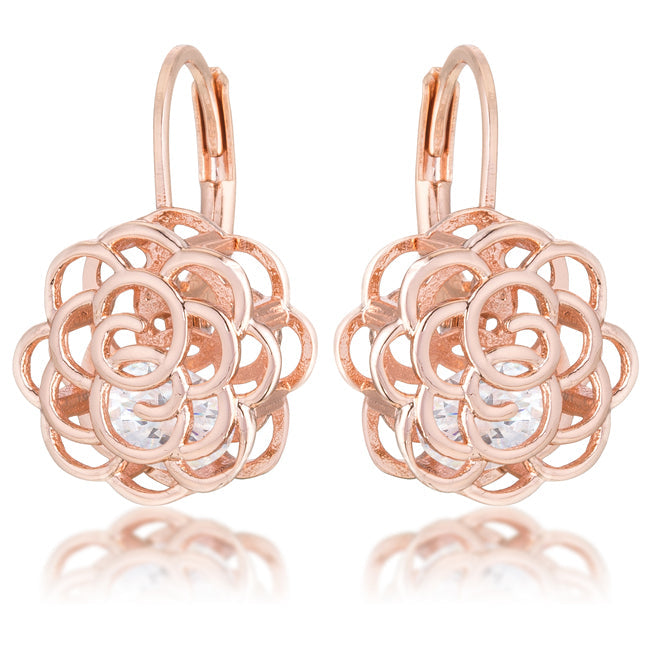 Maya 1.5ct CZ Rose Gold Rose Drop Earrings