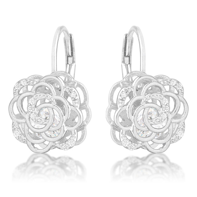 Maya 1.5ct CZ Rhodium Rose Drop Earrings