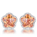 Floral Cut Champagne CZ Stud Earrings