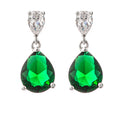 Emerald Green CZ Pear Drop Earrings