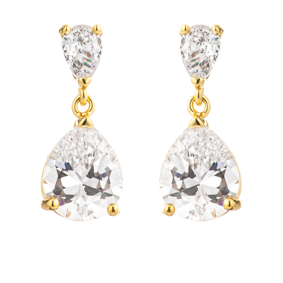 18k Gold Plated Double Pear Drop Earrings