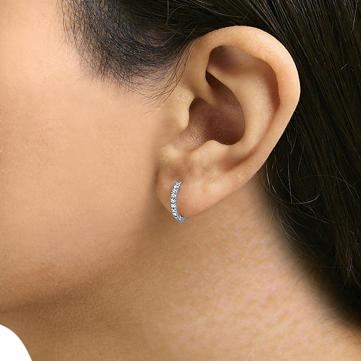 14K Gold 1/5 CTW Diamond Huggie Hoop Earrings
