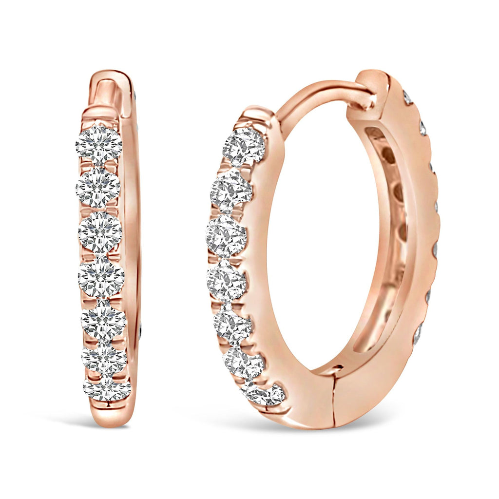 10K Gold 1/4 Cttw Diamond Double Sided Huggie Hoop Earrings