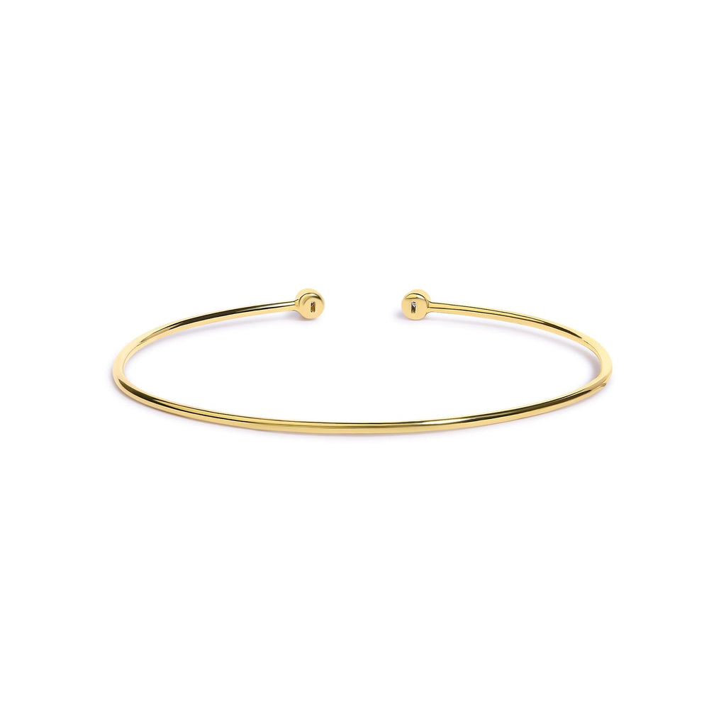 10K Yellow Gold plated Sterling Silver Lab Grown Diamond Accent Bezel Cuff Bangle Bracelet
