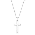 Large Stainless Steel Cross Necklace with Laser Etched Design