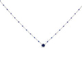 Sterling Silver Created Sapphire Bead Chain Necklace 18 Inch