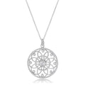 1.4 Ct Rhodium Pendant Necklace with Interlocking Circles and CZ