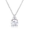 Simple Rhodium Plated 9mm Clear CZ Pendant