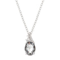 3ct. Silver Mist Oval CZ Rhodium-Plated Pendant Necklace