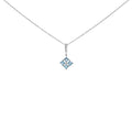 Sterling Silver Blue Topaz and White Sapphire Square Motif Pendant Necklace 18 Inch
