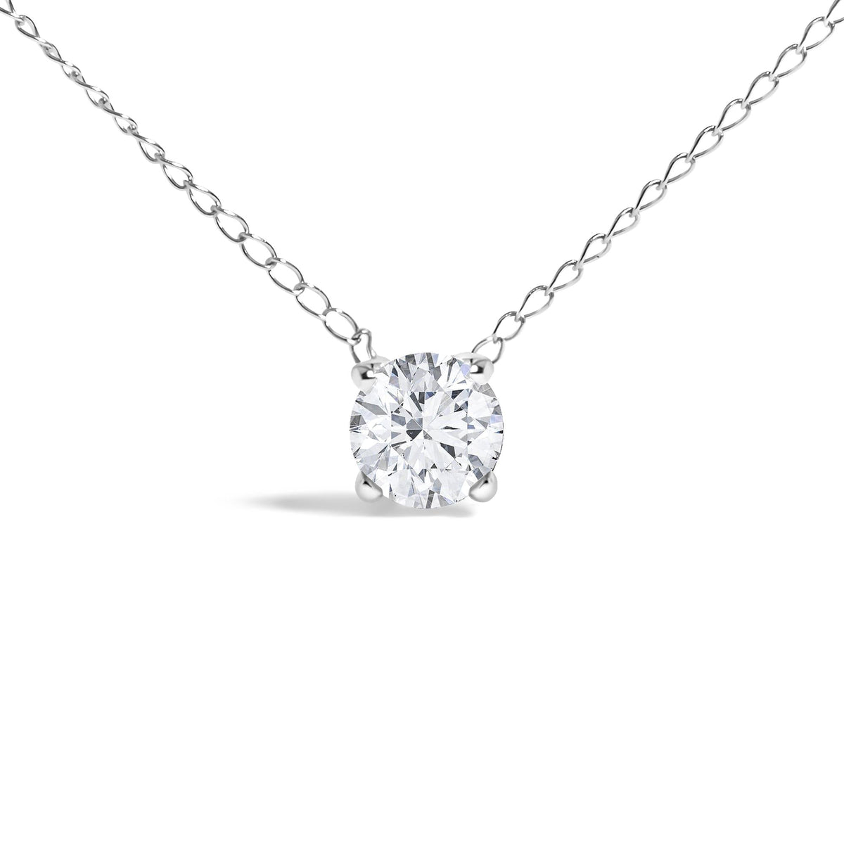 14K Gold Floating 1/2 Cttw Lab Grown Diamond Solitaire Pendant Necklace - 18" Inches