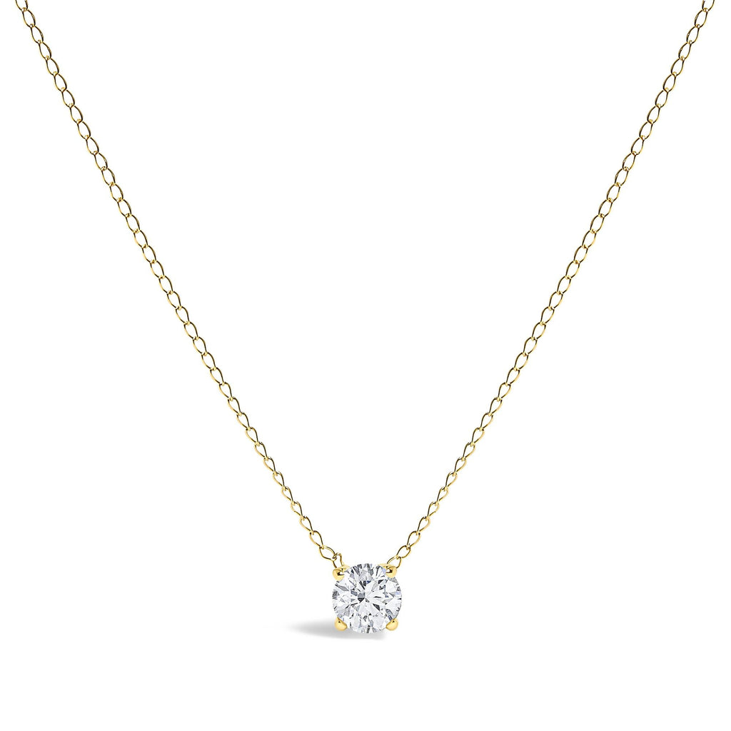 14K Gold Floating 1/2 Cttw Lab Grown Diamond Solitaire Pendant Necklace - 18" Inches