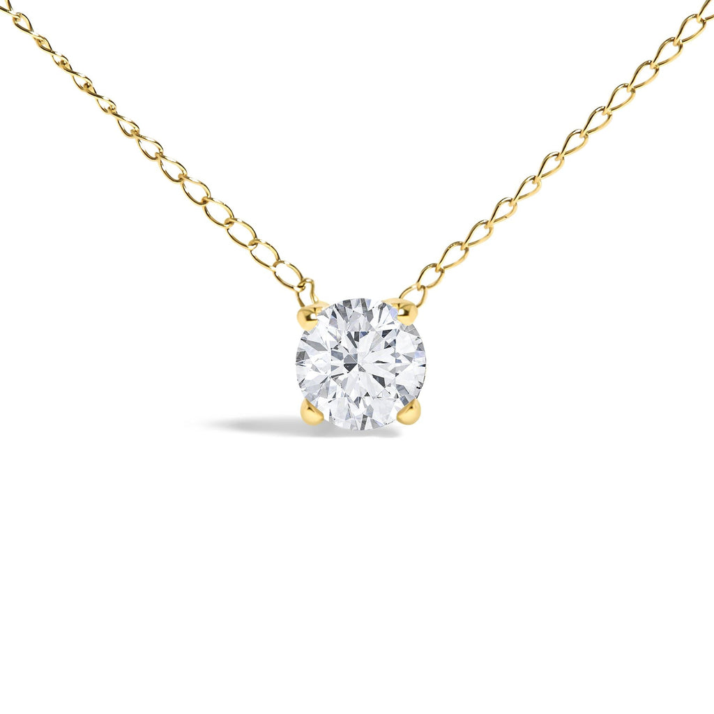 14K Gold Floating 1/2 Cttw Lab Grown Diamond Solitaire Pendant Necklace - 18" Inches