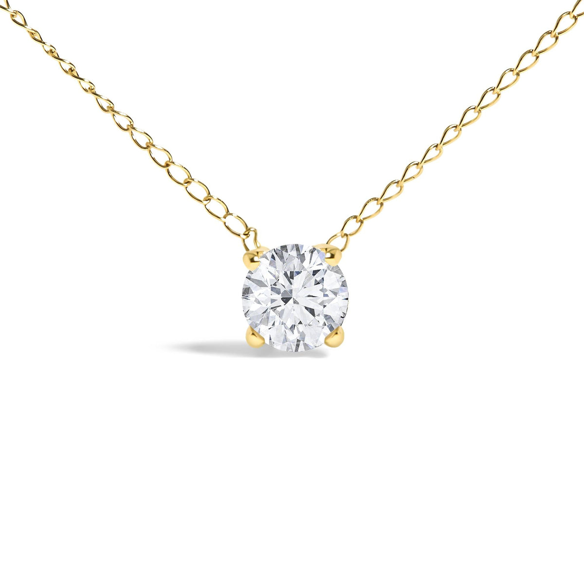 14K Gold Floating 1/2 Cttw Lab Grown Diamond Solitaire Pendant Necklace - 18" Inches