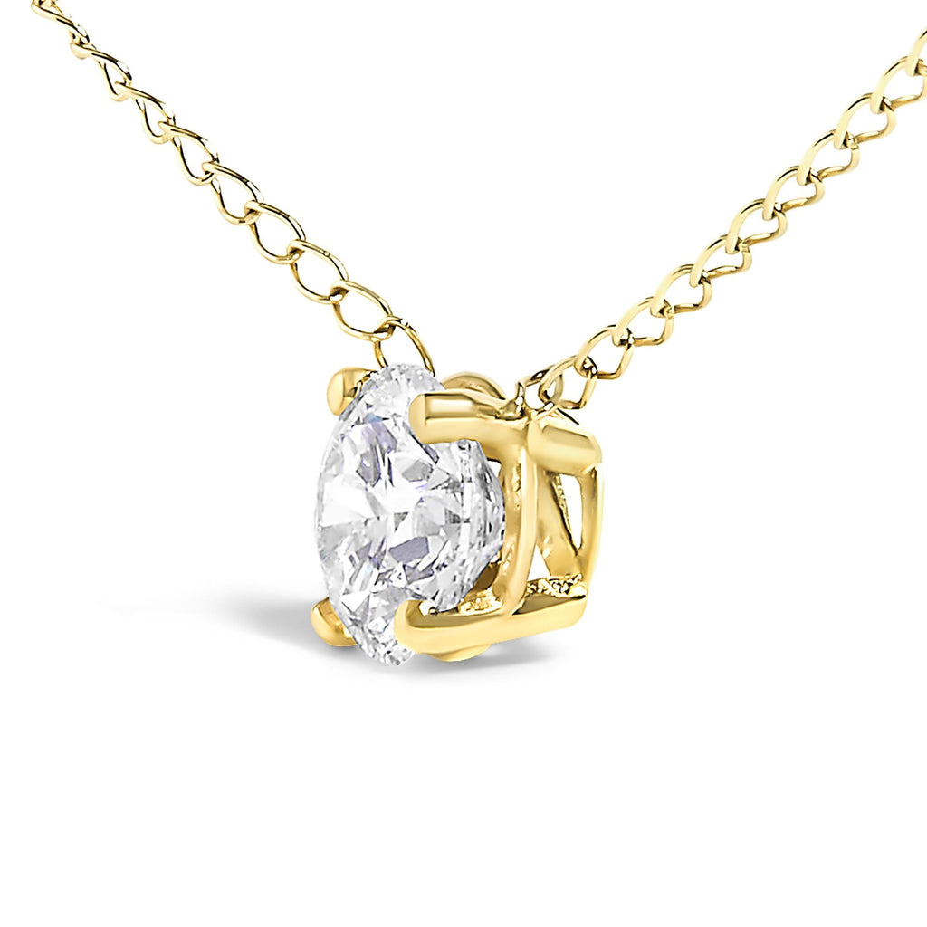 14K Gold Floating 1/2 Cttw Lab Grown Diamond Solitaire Pendant Necklace - 18" Inches