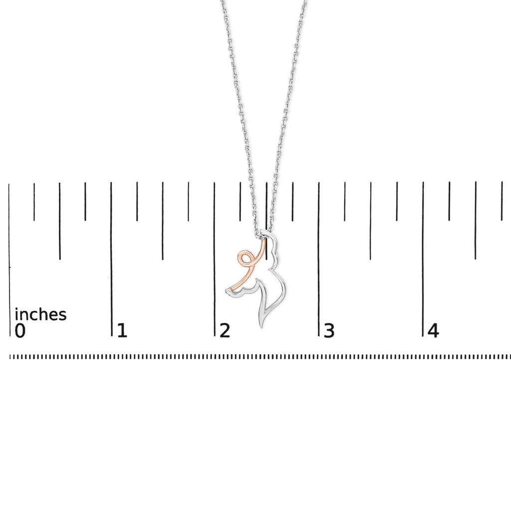 14K Rose Gold Plated Sterling Silver 1/10 Cttw Diamond Angel Pendant Necklace