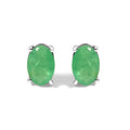 Sterling Silver 1.20 Cttw Oval Green Emerald Solitaire Stud Earrings