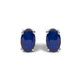 Sterling Silver 0.60 Cttw Oval Blue Sapphire Solitaire Stud Earrings
