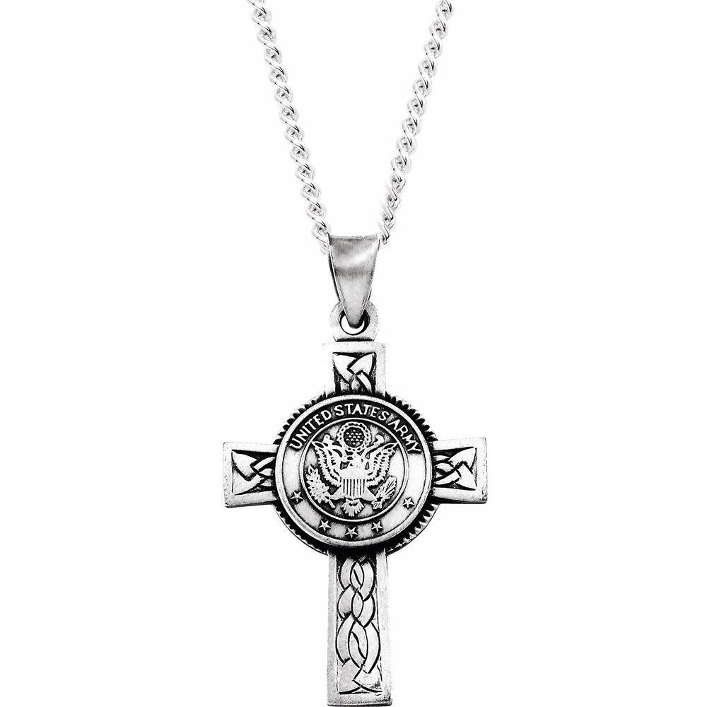 Sterling Silver U.S. Army Cross 24" Necklace