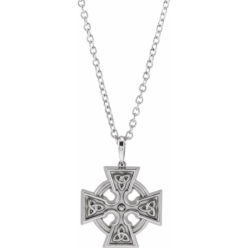 Sterling Silver Celtic-Inspired Cross 20" Necklace