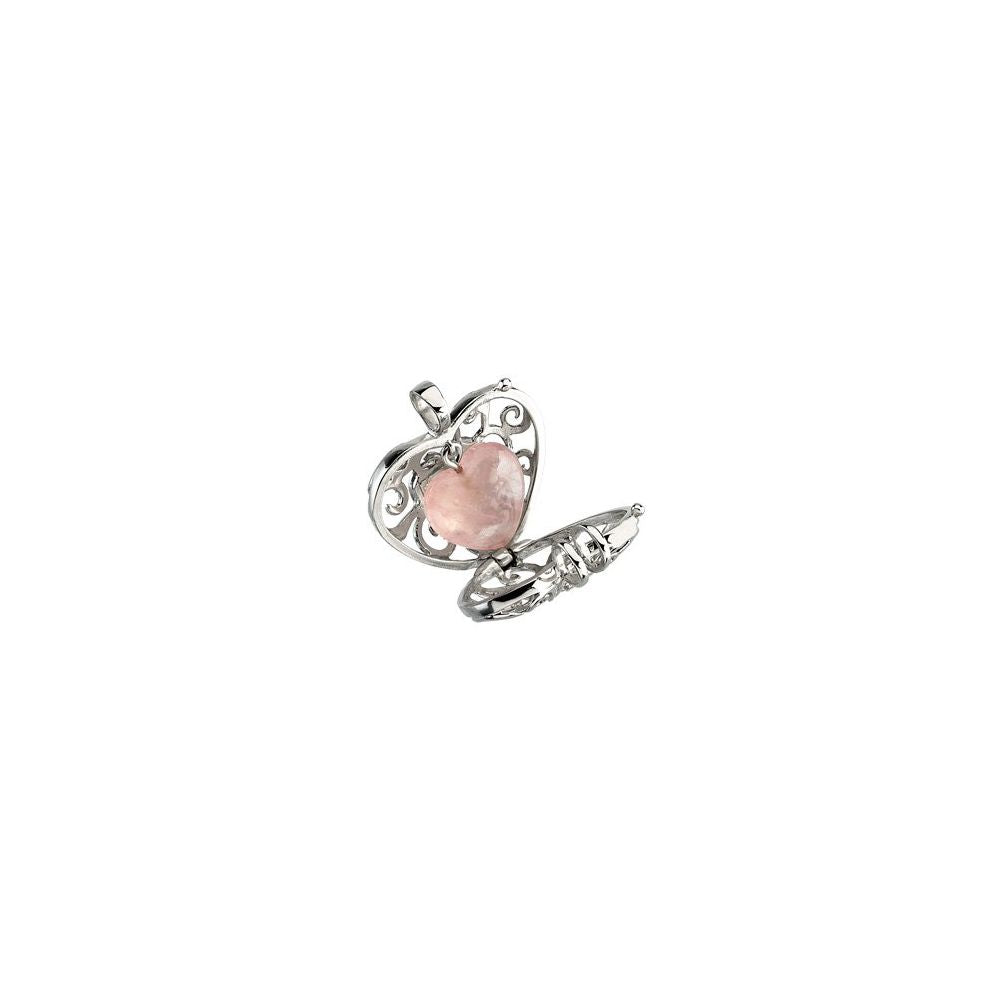 Sterling Silver Natural Rose Quartz Always in my Heart Locket 18" Necklace
