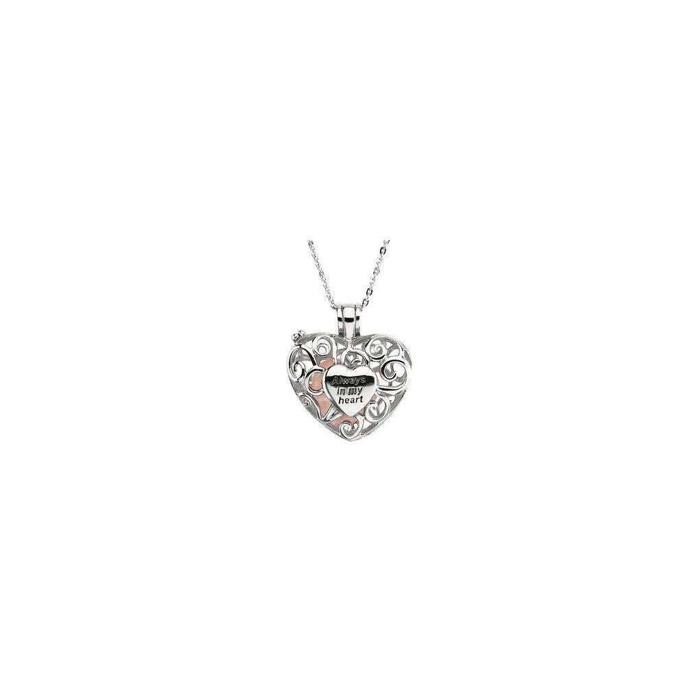 Sterling Silver Natural Rose Quartz Always in my Heart Locket 18" Necklace