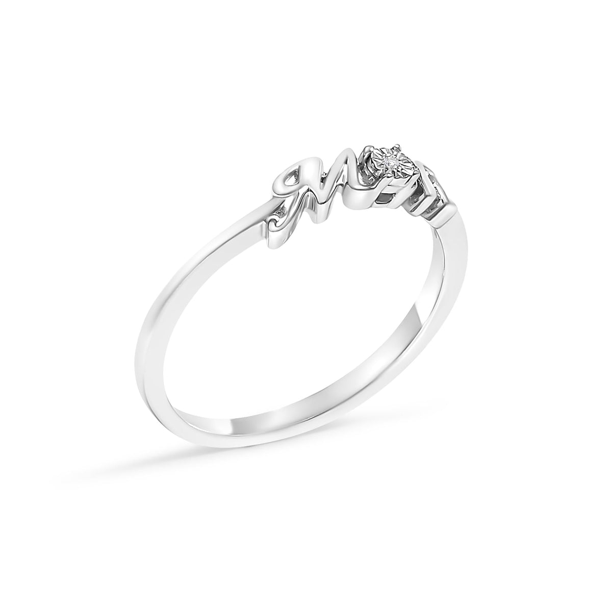 .925 Sterling Silver Diamond Accent "MOM"  Ring (J-K Color, I2-I3 Clarity)