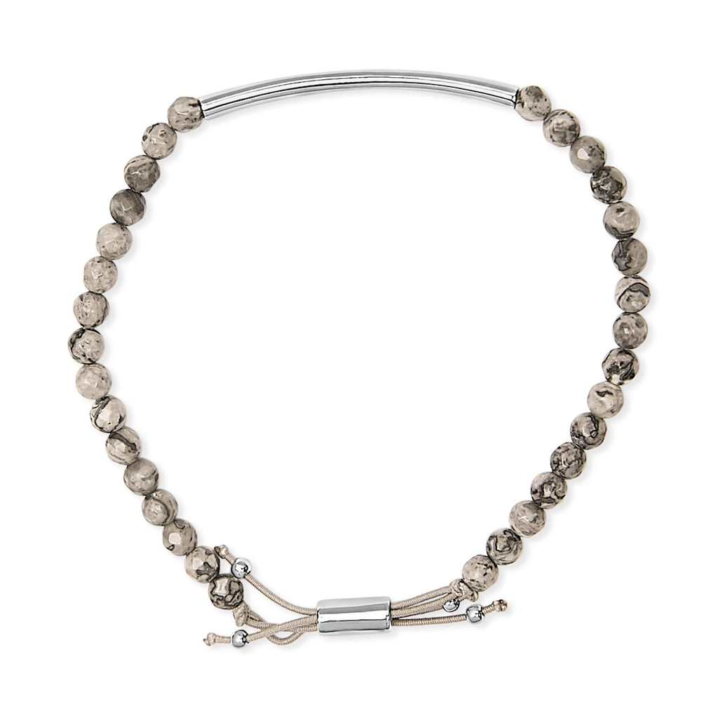 Sterling Silver Jasper Bead Station Bracelet Bolo Clasp