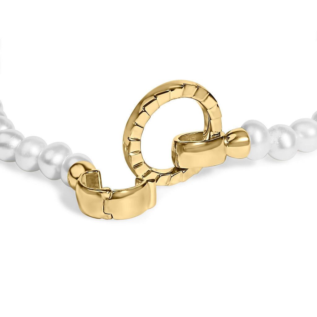 18K Yellow Gold Vermeil Pearl Infinity Lock Tennis Bracelet